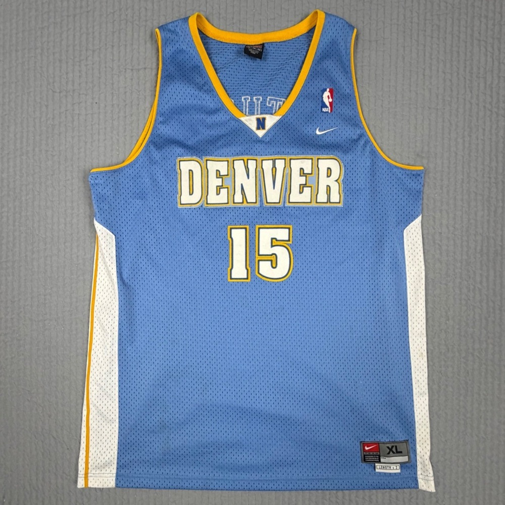 Nike Denver Nuggets Carmelo Anthony 15 NBA Jersey Mens XL Blue Yellow Mesh